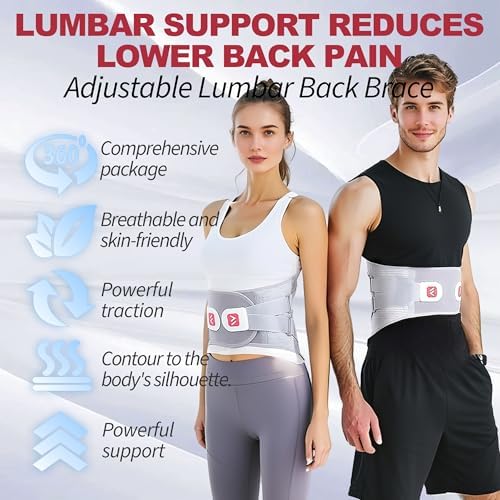 Back Brace for Lower Back Pain Relief - Lumbar Support Belt with 8 Zoned Support Bars, Adjustable Strap & Breathable 3D Knit for Men & Women, Sciatica Herniated Disc Support