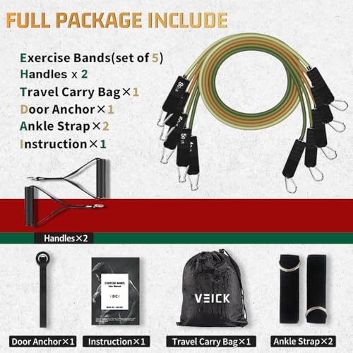 VEICK Resistance Bands with Handles, Exercise Tube Bands Set for Workouts