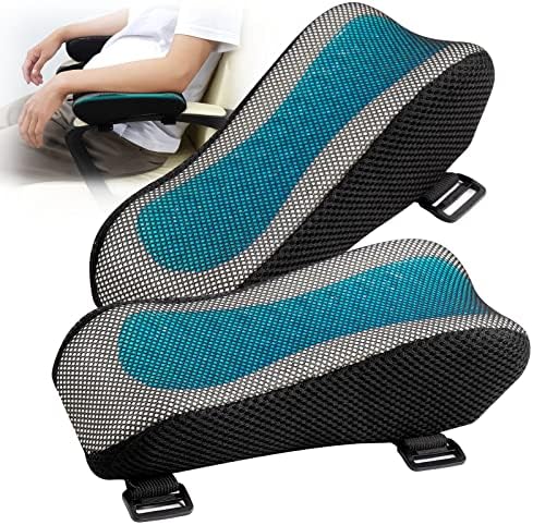 Office Chair Armrest Pads, Cooling Gel Computer Chair Arm Pads, Memory Foam Ergonomic Armrest Cushion for Gaming (2 Pack)