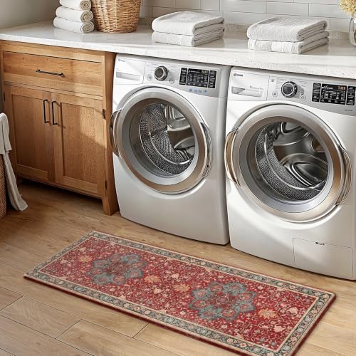 GENIMO Christmas Kitchen Mats for Floor, Anti Fatigue Mats 2PCS,New Red