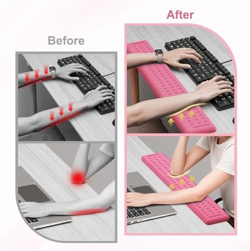 Leolee L-Shaped Desk Long Wrist Rest Elbow 60CM, Pink Arm Rest for Desk