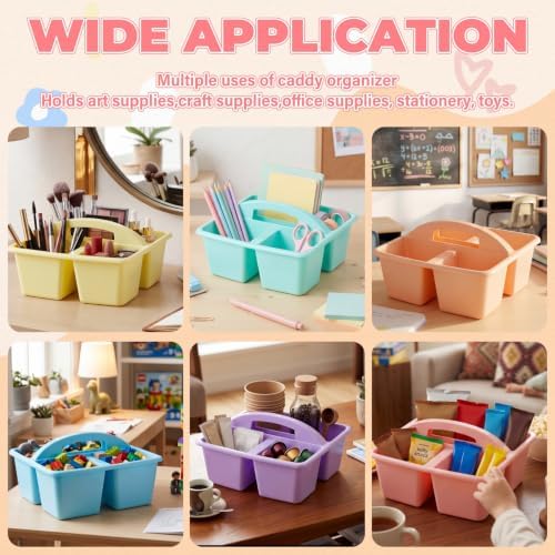 Kathfly 6 Pack Classroom Caddy Organizer with Handle Bulk, Macaron Color