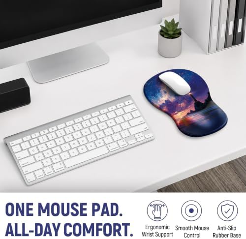 Ergonomic Mouse Pad with Wrist Rest, Gel Wrist Support, Sunrise