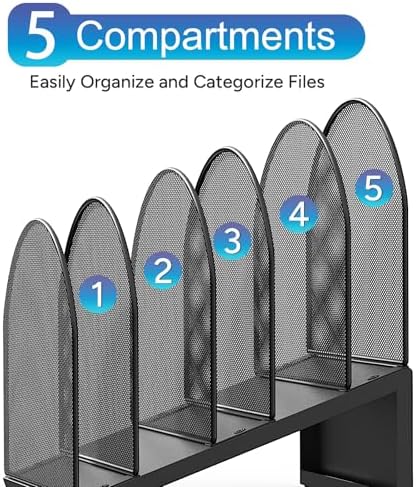 gianotter Desktop File Organizer with 5 Compartments