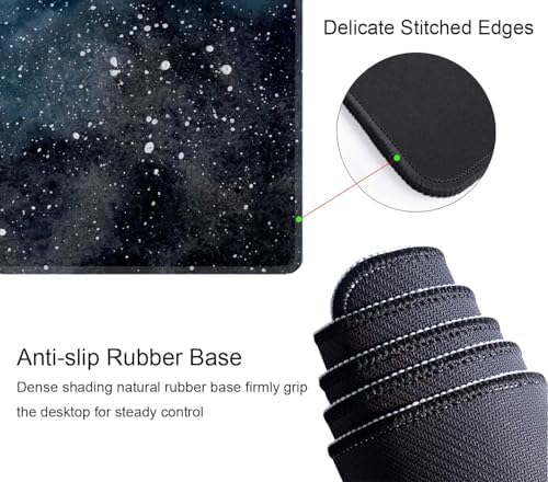 Dark Starry Deep Space Gaming Mouse Pad XL Extended Large Desk Mat Big Mousepad Non-Slip Rubber Base Stitched Edge Long Desk Pad for Desktop PC Computer Gamer,31.5×11.8 Inch
