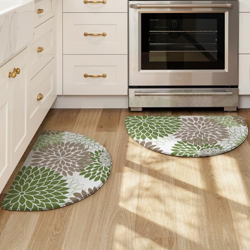 KIMODE Half Circle Anti Fatigue Mats for Kitchen Floor Kitchen Mats 2PCS