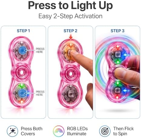LED Fidget Spinner 2 Pack, Light Up Sensory Fidget Toys for Kids