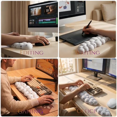 Cloud Wrist Rest Set for Keyboard & Mouse. Silky Fabric Surface