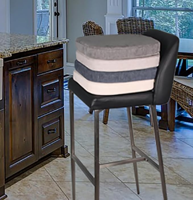 Loveboat 2 Pack Dark Grey Metal Dining Chair Pads, 14x14 Inches, Chenille Fabric, Plush Foam Insert, Machine Washable, Fits Tolix Style Chairs