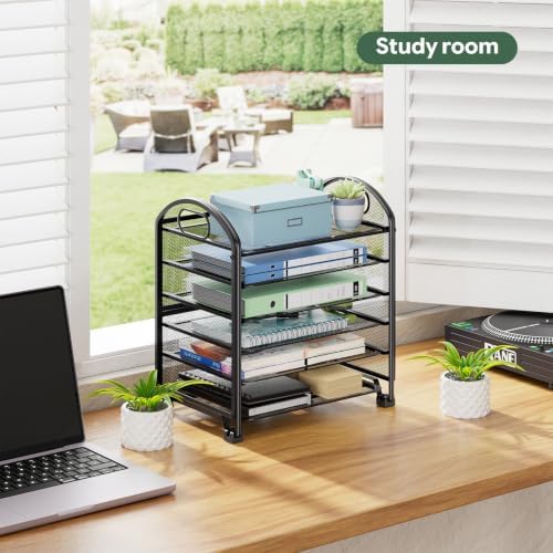 Simple Trending 6-Tier Paper Tray Organizer, File Organizer for Desk, Black
