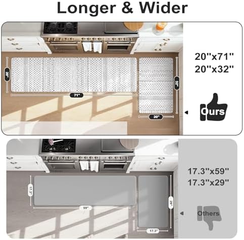 KIMODE Kitchen Mats for Floor Cushioned Anti Fatigue, Boho Kitchen Rugs