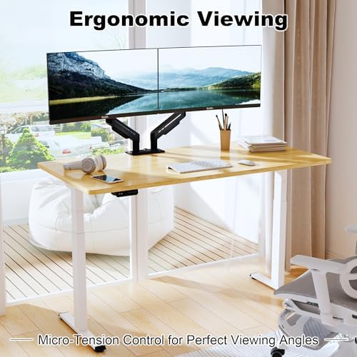 THEARK Dual Monitor Stand for Desk - Dual Monitor Mount for 17-32 Inch Screens,Height Adjustable Dual Monitor Arm Desk Mount with Clamp and Grommet Base,75x75/100x100mm VESA Mount,Max 19.8 lbs,Black