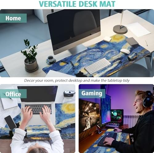 Mouse Pad Set Large Desk,Keyboard Mouse Pad Anime Mousepad with Non-Slip Base and Stitched Edge Mouse Mat Desk Pad 35.4 x 15.7 Mouse Pads for Desk Home Office (Sky Cat)
