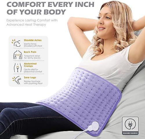 Heating Pad for Back Pain Period Cramps Relief with 6 Heat Settings 12"x24"