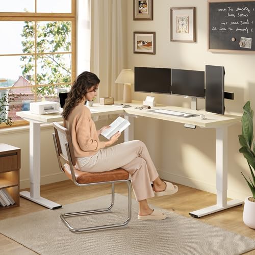SANODESK 71" Reversible L-Shaped Electric Standing Corner Computer Desk