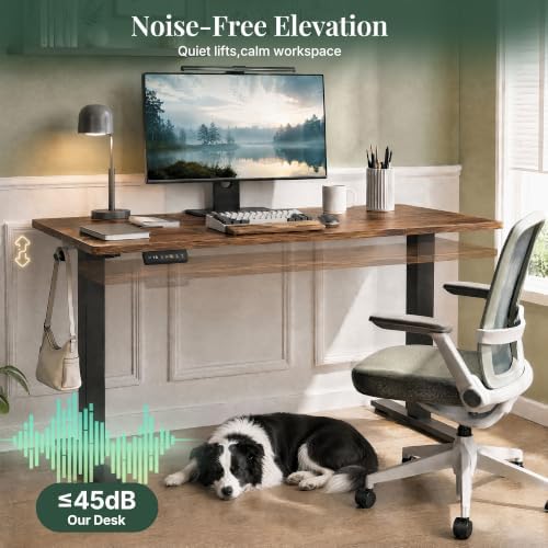 Electric Standing Desk,63in for Home,Office,Gaming,Brown