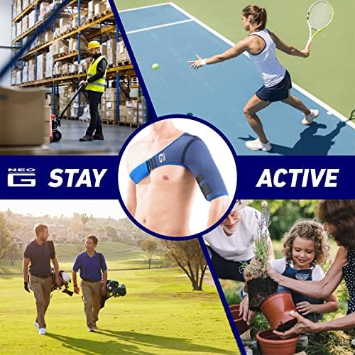Neo-G Shoulder Brace Support - for Rotator Cuff, Dislocated Shoulders, Joint Pain, Arthritis, Shoulder Injury - Adjustable Compression Strap - Class 1 Medical Device - 1 Size - Blue