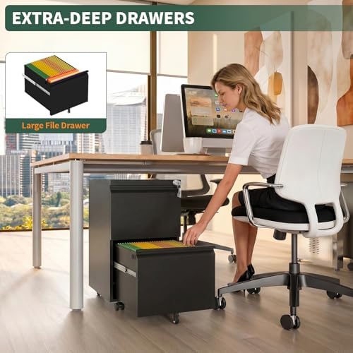 Small File Cabinet for Home Office,Metal Mobile Organizer Letters/Legal/A4