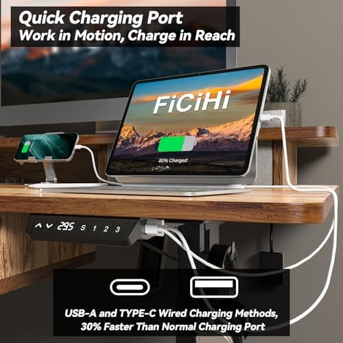 FiCiHi 63x30Inch Standing Desk with Drawers,Electric Height Adjustable Desk