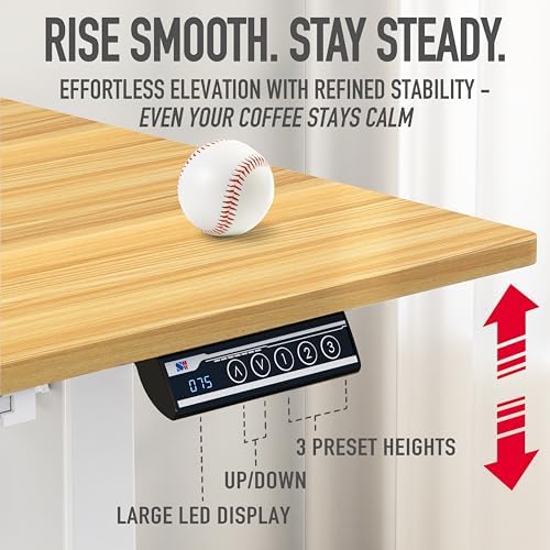 SHW 48-Inch Electric Height Adjustable Standing Desk w/Drawer, Oak