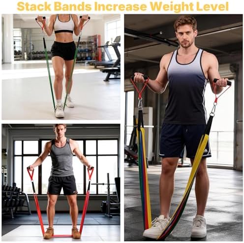 Exercise Bands，Set of 6 Resistance Bands for Working Out,Pull Up Bands Set,at Home Workout Equipment,Instruction Guide and Carry Bag Included