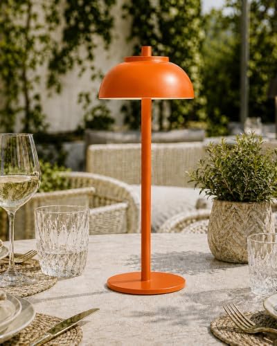 Orange Cordless Table Lamps, Rechargeable LED Touch Lamp, 2 Pack