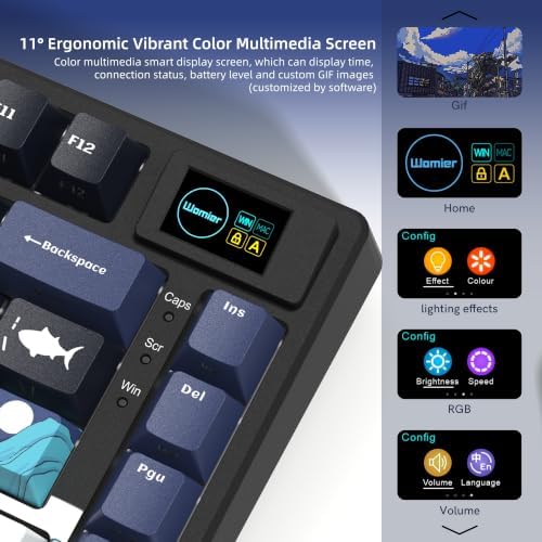 Womier SK80 75% Keyboard with Color Multimedia Display Gaming Keyboard