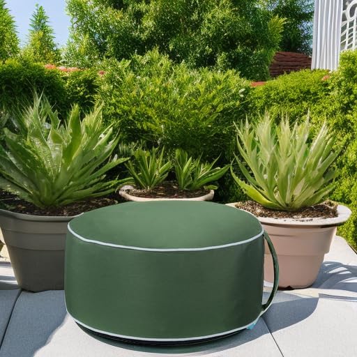 QILLOWAY Inflatable Outdoor Ottoman for Patio, Waterproof Round Pouf, Inflatable Foot Rest, Outdoor Footstool for Poolside, Garden，Camping,Dark Green