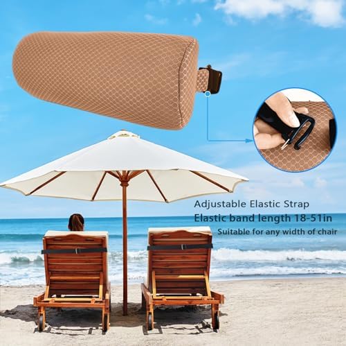 1 Pack Headrest Pillow for Patio Chaise Lounge,Recliner,Beach Chair,Brown