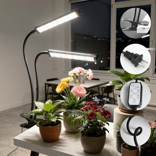 GooingTop Grow Light 100W 6000K, Super Bright White Desktop Clip Plant Lamp