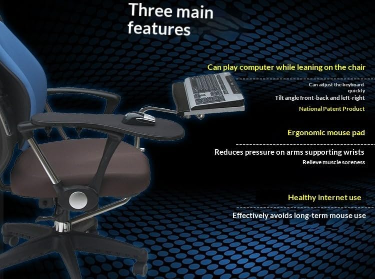 Ergonomic Chair Mount Keyboard Tray - Adjustable Laptop & Mouse Stand for Gaming & Workstation, Fits Round Bars up to 1.96 Inch Thickness (OK033B)