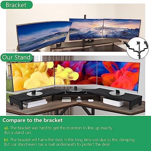 Nnewvante Monitor Stand Riser, 60 inch Bamboo Triple Monitor Stand for Desk