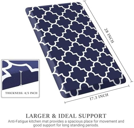 WISELIFE Anti Fatigue Mats for Kitchen Floor, 17.3" x 28", 4/5 Inch, Blue