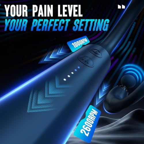 FVZ Massage Gun with Upgraded Extension Handle, 10MM Massage Gun Deep Tissue, Back Massager, Muscles/Neck/Shoulders/Waist/Legs Massager Portable for Pain Relief (Blue)