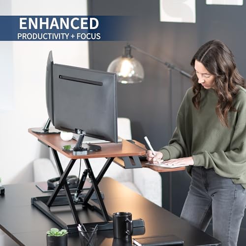 VIVO Dark Walnut 36 in Standing Desk Converter, DESK-V036KA