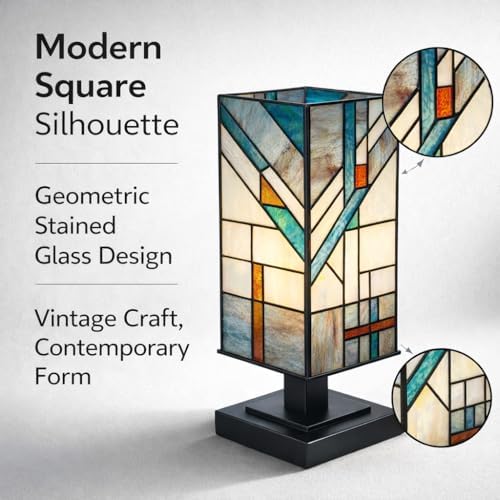 Small Tiffany Style Stained Glass table Lamp Handmade 5.9"Wx15"H ETL Listed