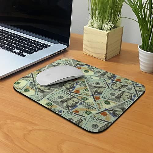 Non-Slip Rectangle Mousepad, WIRESTER Benjamin Franklin Dollar Pattern Mouse Pad for Home, Office and Gaming Desk