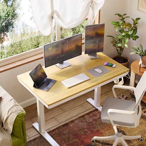 Claiks Bamboo Standing Desk with Drawers & USB Ports 48x24