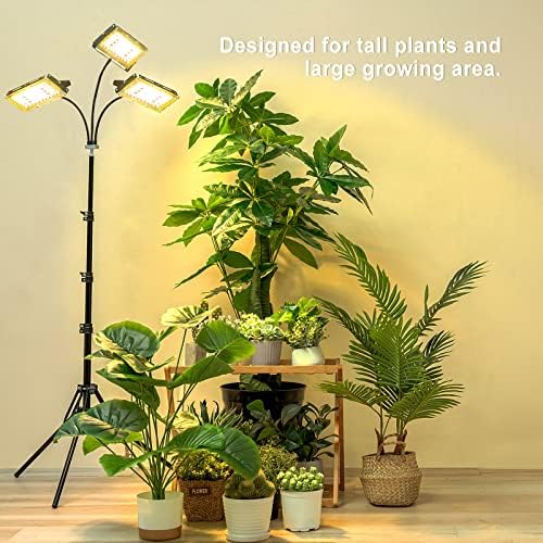 LBW Grow Light with Stand, Tri-Head LED Grow Lights for Indoor Plants