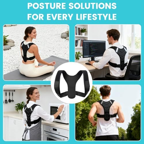Posture Corrector for Men & Women, Adjustable Back Brace & Straightener for Office, Home & Daily Use, Relieve Back Pain, Prevent Hunching & Slouching, Comfortable & Breathable, S