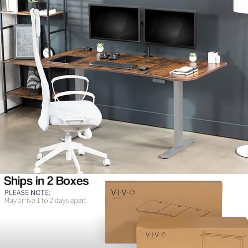 VIVO Rustic Vintage Brown 60 x 24 in Standing Desk, DESK-KIT-E2G1N