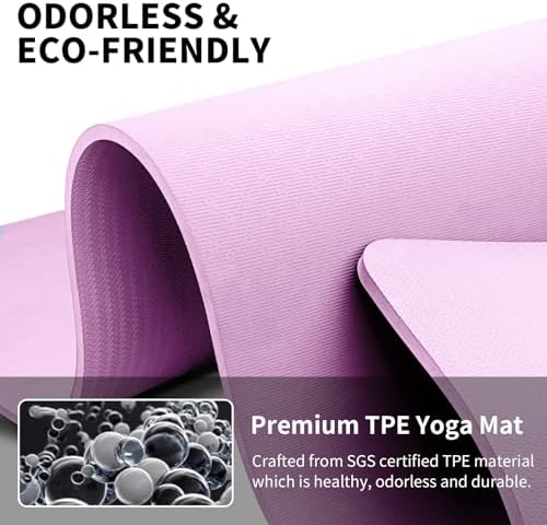 Hatha Yoga Extra Long TPE Yoga Mat 79" x 40" x 1/2" Thick Non-slip Exercise Mat for Home Gym Use, Yoga, Pilates, Fitness & Workouts