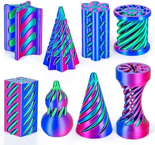 8 Pack Impossible Cone Fidget Toy, 3D Printed Spiral Pyramid Passthrough Gadget, Sensory Stress Relief Desk Toys for Kids & Adults, Optical Illusion Gift for ADHD/Anxiety