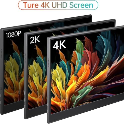 WGK 15.6 inch Portable Monitor 4K UHD 100%sRGB Travel Display HDMI/USB-C Compatible with Laptops, Desktops, Phones, PS, Mac, Xbox, Switch, and Other Gaming Devices Kickstand & Speakers VESA Mountable