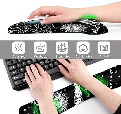 Keyboard Wrist Rest Mouse Pad Support, ToLuLu Gel Ergonomic Mouse Pads for Computer Laptop PC, Comfortable Durable Mousepad Keyboard Wrist Rests for Easy Typing Pain Relief, Moon & Sun