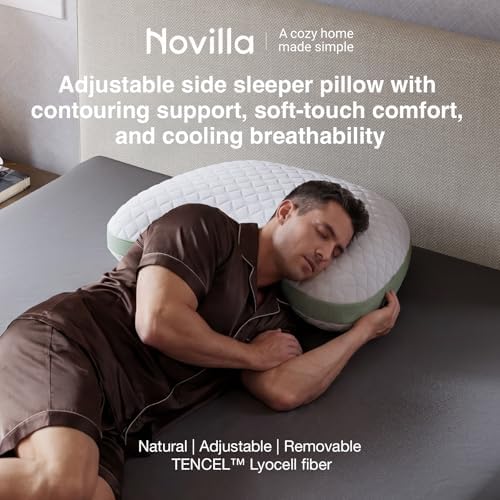 Novilla Tencel Curved Side Sleeper Pillow for Neck and Shoulder Pain Relief