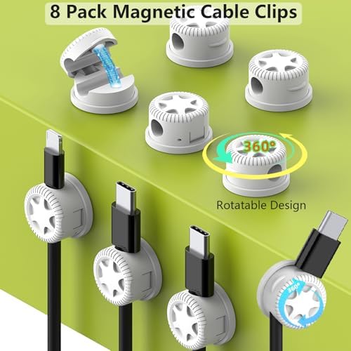ELII 328Pcs White Cable Management Kit, 8 Magnetic Cable Clips