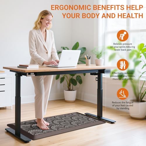 Mattitude 4/5 Inch Kitchen Mat, 17.3x39in Heavy Duty Ergonomic Comfort Foam Standing Desk Mat, Waterproof Non-Slip Standing Mats and Rugs for Kitchen, Office, Chocolate