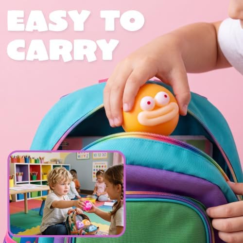 JOYIN 4 Pcs Funny Stress Relief Toys, Cute Face Squishy Stress Ball for Adults & Kids, Slow-Rising Fidget Sensory Toy, Soft Squeeze Toys, Birthday Gifts, Office Desk Decompression Toy, Party Favors