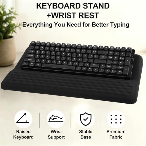 Keyboard Stand with Wrist Rest, Ergonomic Memory Foam Support, Black